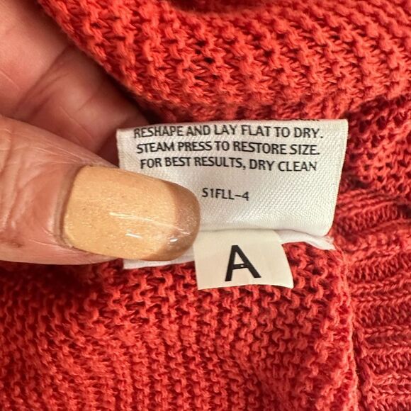 Eileen Fisher Y2K Open Cardigan Sweater Vest 100% Linen Rust Orange M - Picture 7 of 9